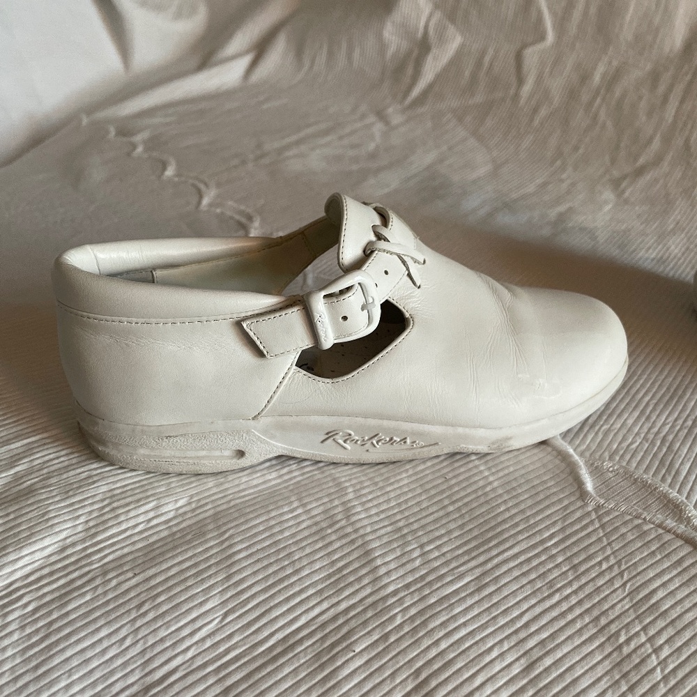 White leather nursing shoes